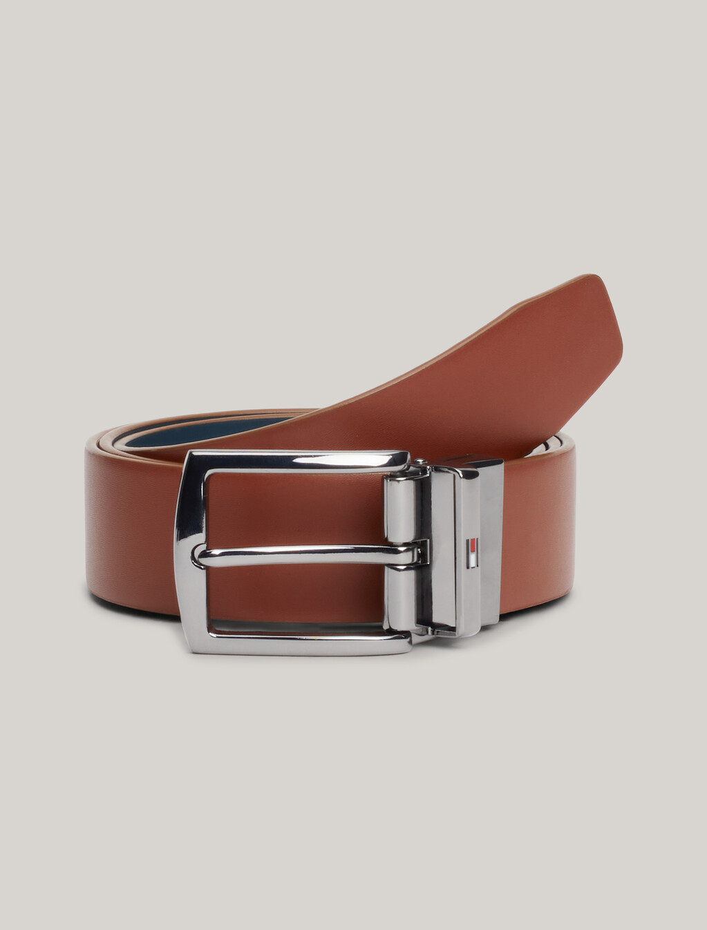 Denton Reversible Square Buckle Leather Belt, Military Denim / Tan, hi-res