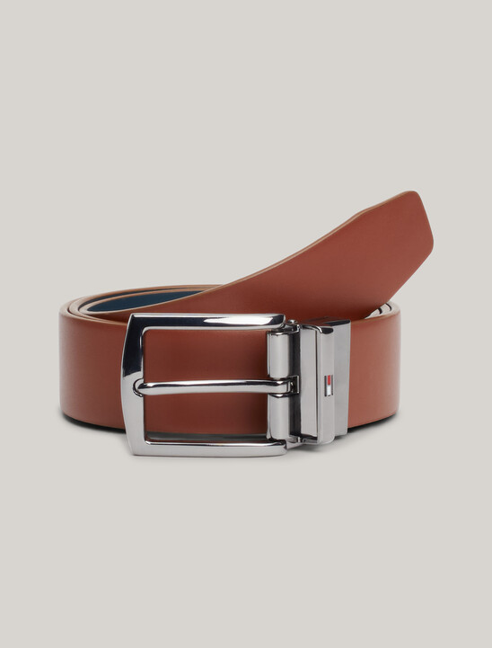 Denton Reversible Square Buckle Leather Belt, Military Denim / Tan Denton Reversible Square Buckle Leather Belt