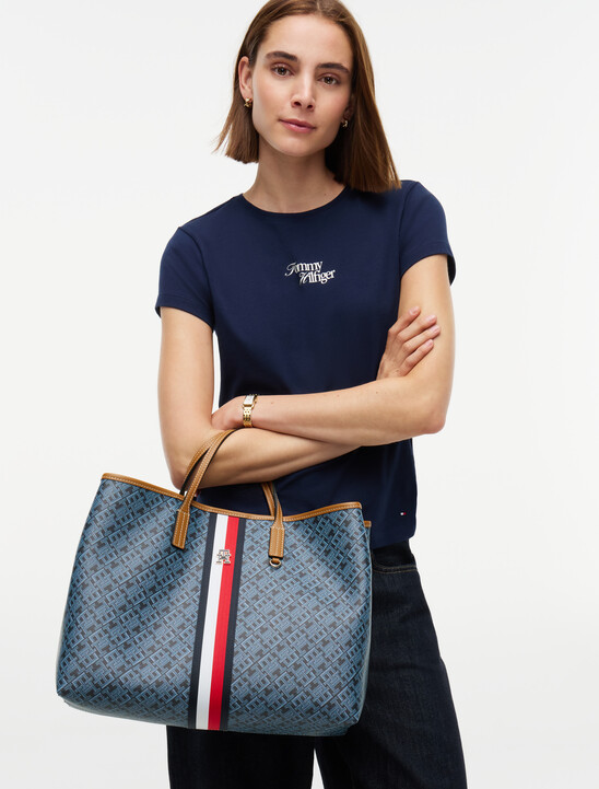 TH Monoplay Global Stripe Crossbody Satchel