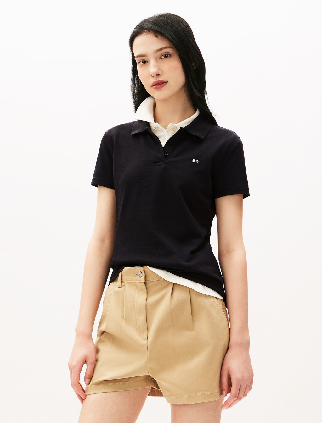 Essential 修身 Polo 衫, Black, hi-res