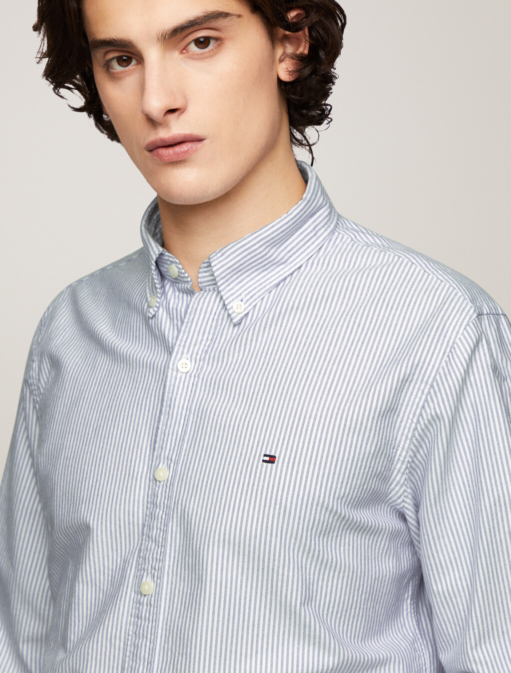 Stripe Organic Cotton Oxford Shirt, Royal Blue / White, hi-res