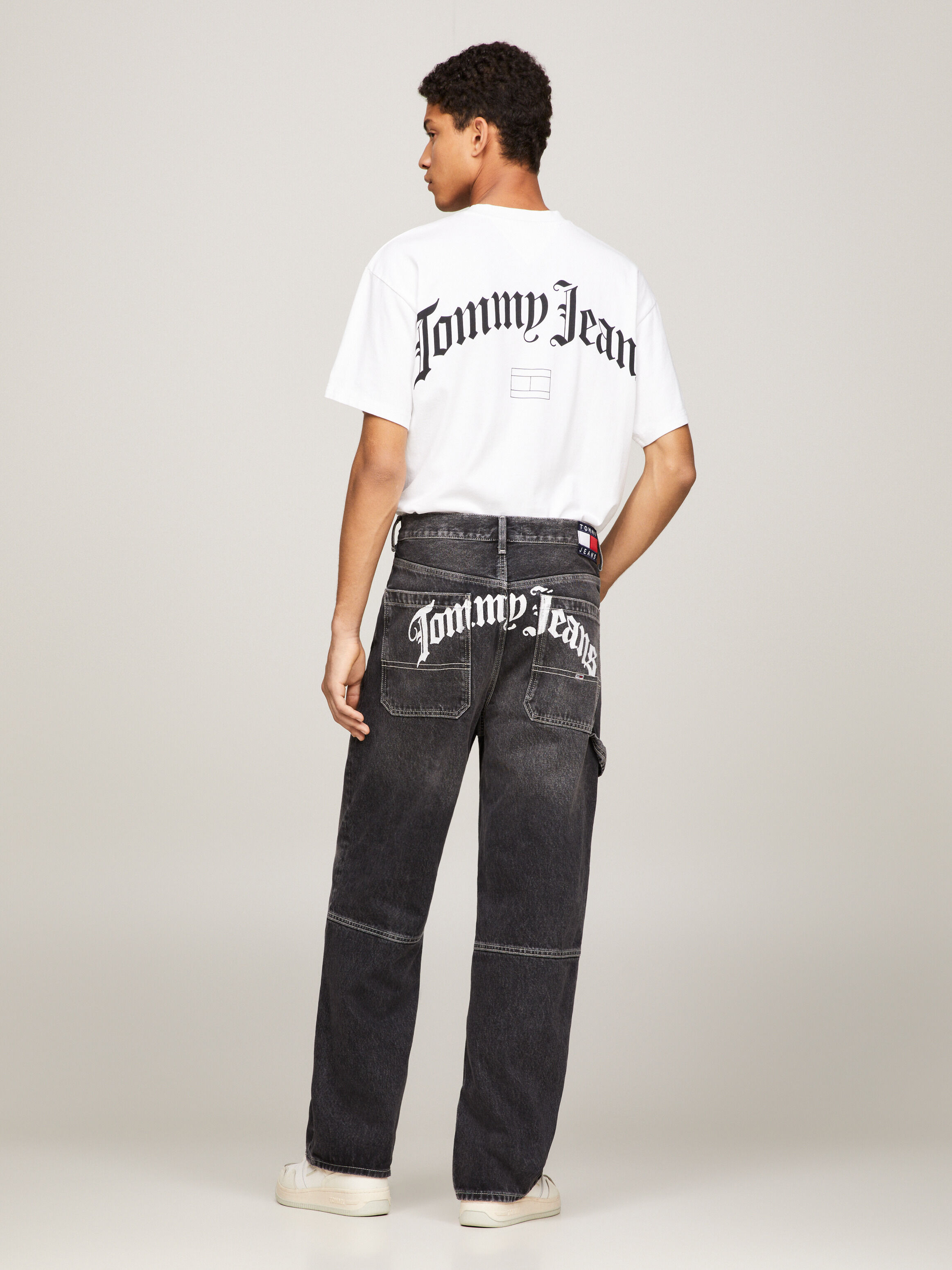 Aiden Baggy Back Logo Faded Black Jeans