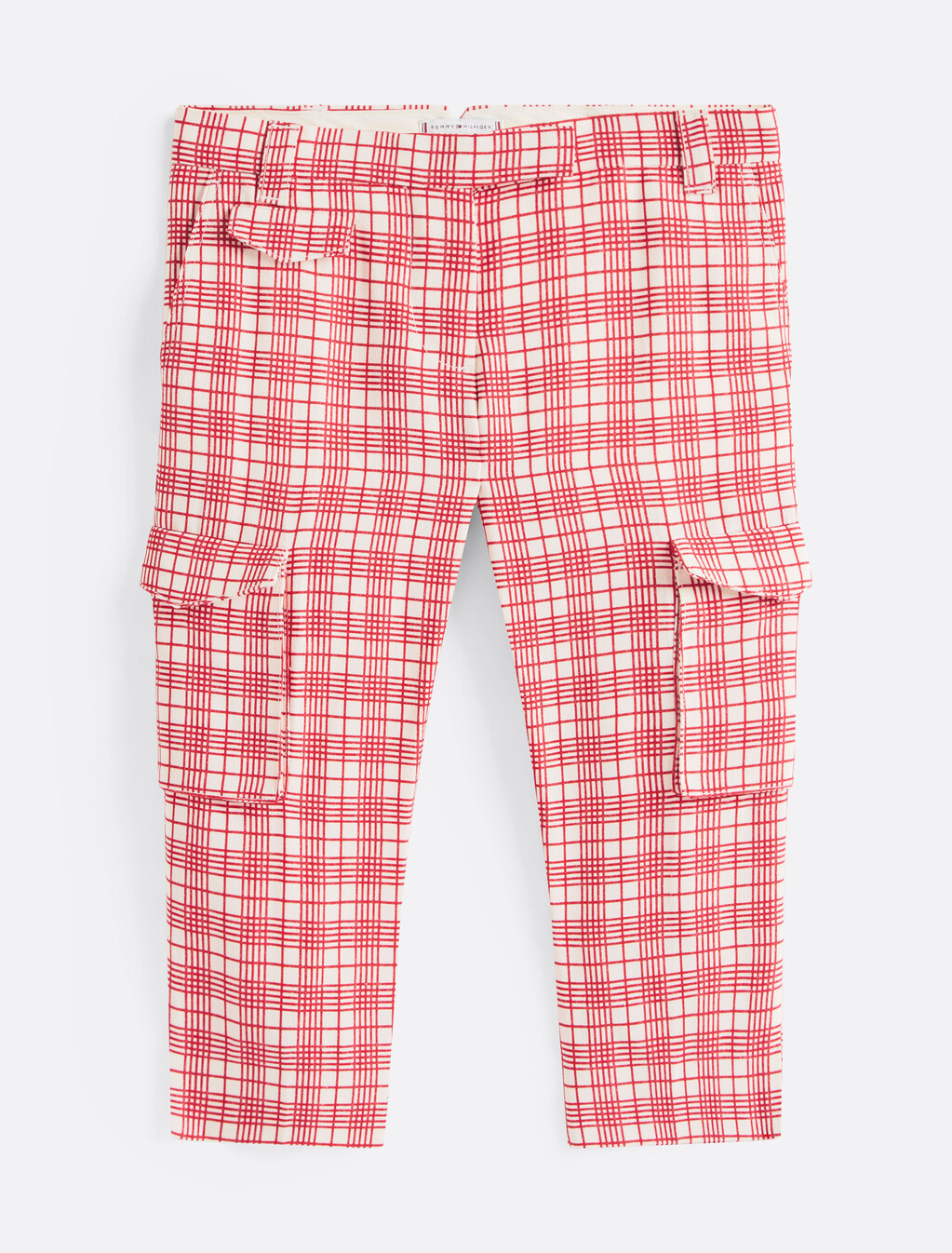 The Runway 系列修身格紋工裝長褲, Cream/Red Check, hi-res