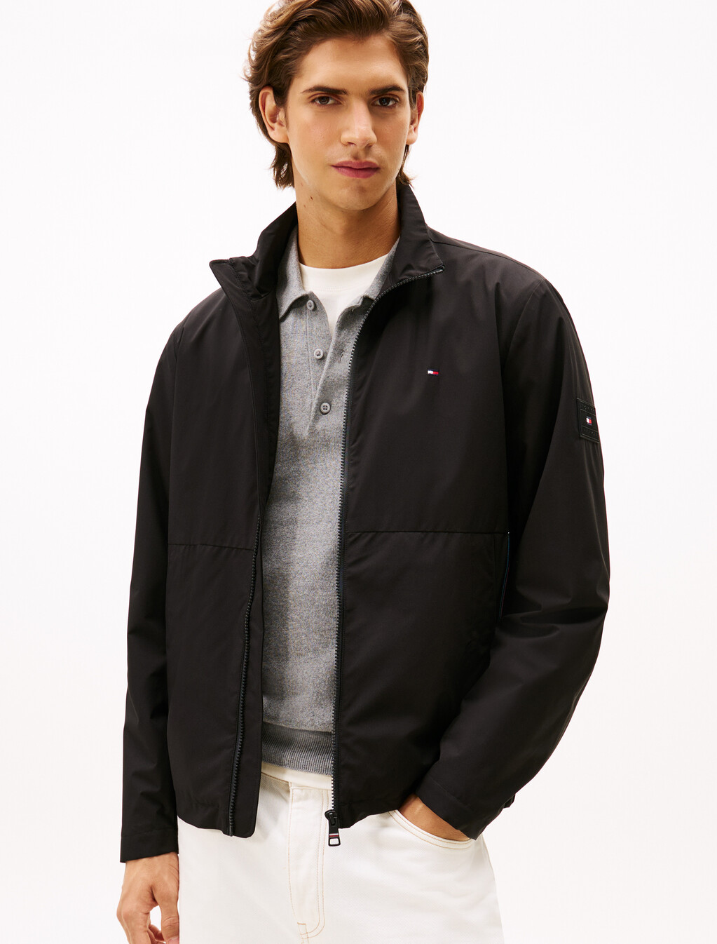 Zip Thru Blouson, Black, hi-res