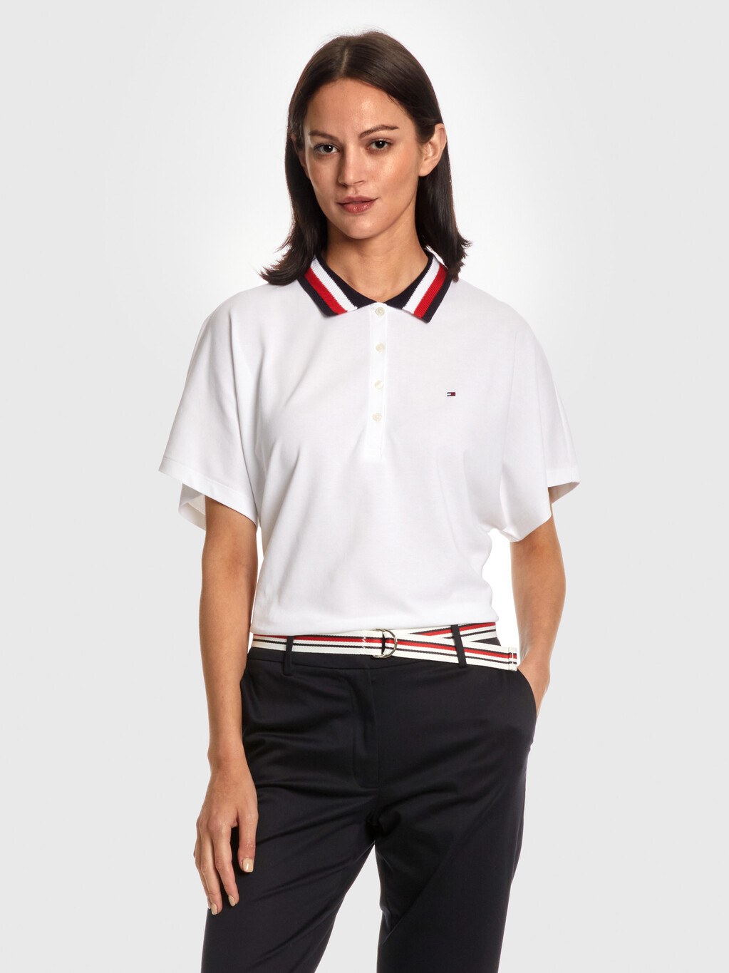 Relaxed Global Stripe Polo, Th Optic White, hi-res