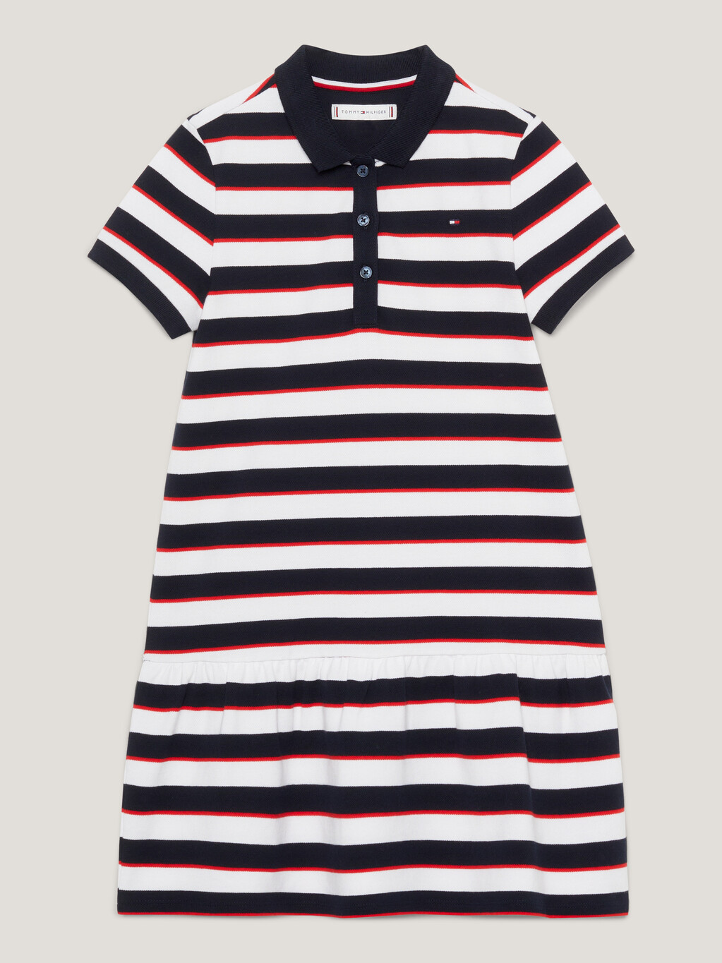 Essential Stripe Polo Dress, Blue / White / Red  Stripe, hi-res