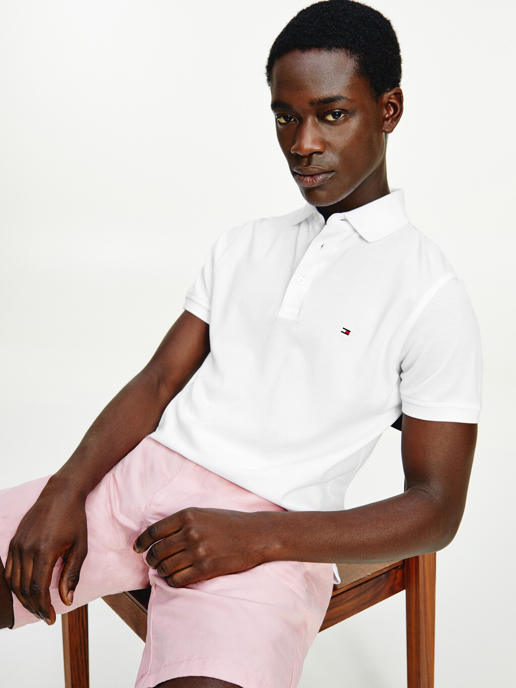 1985 Collection Organic Cotton Slim Fit Polo, White, hi-res