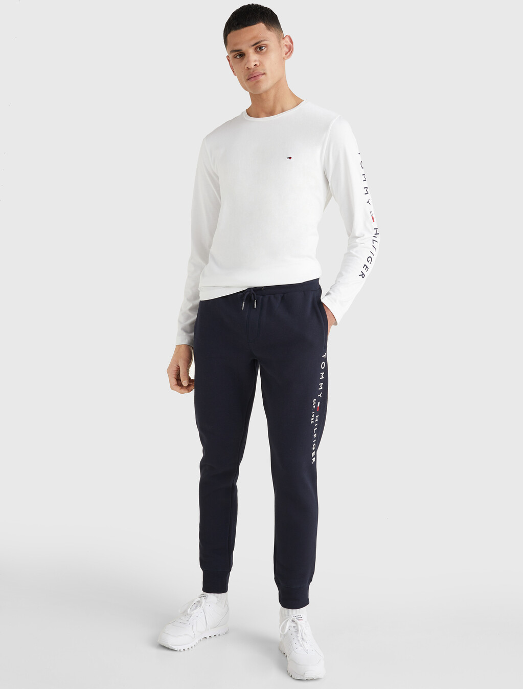 長袖棉 T 恤, White, hi-res