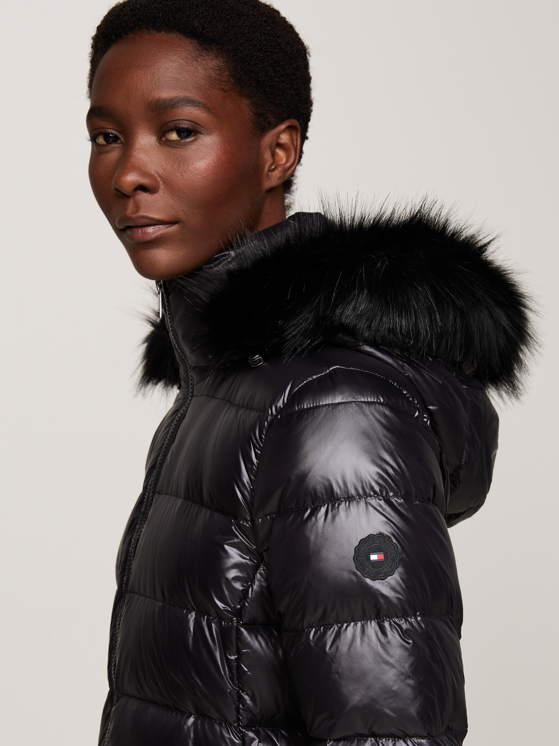 Down Filled Glossy Hooded Puffer Coat black Tommy Hilfiger Hong Kong