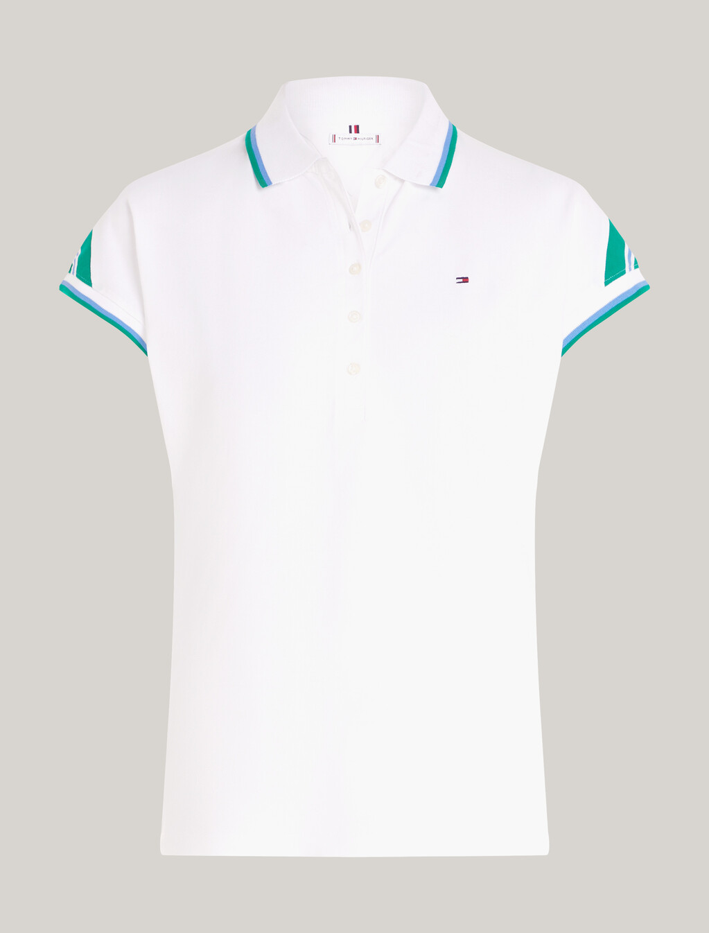 Regular Fit Cap Sleeve Polo, Th Optic White, hi-res