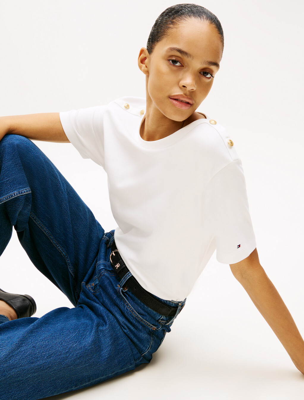 Stripe Boat Neck Relaxed T-Shirt, Ecru, hi-res