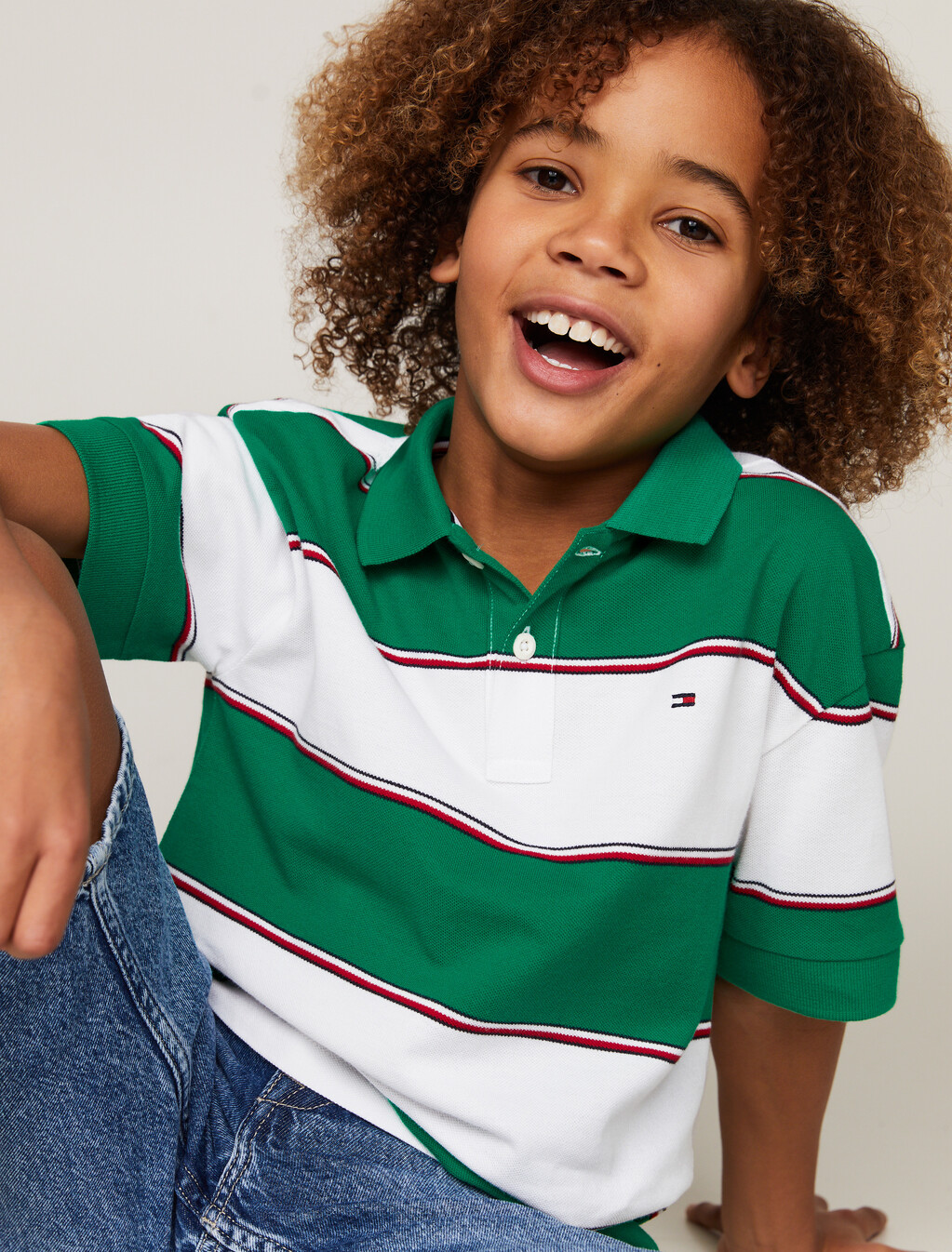 Global Stripe Rugby Polo, White/Green Stripe, hi-res