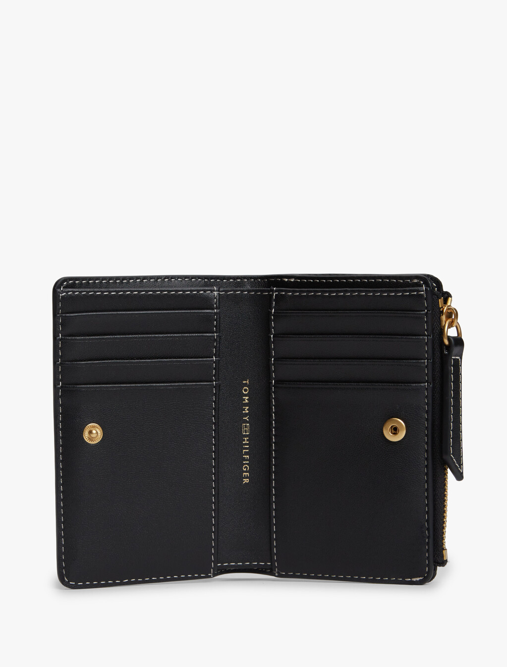 草書風 Monogram 標誌皮革對摺式銀包, Black, hi-res