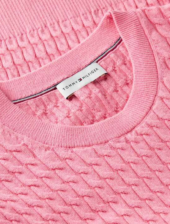 Cable Knit Crest Short Sleeve Jumper