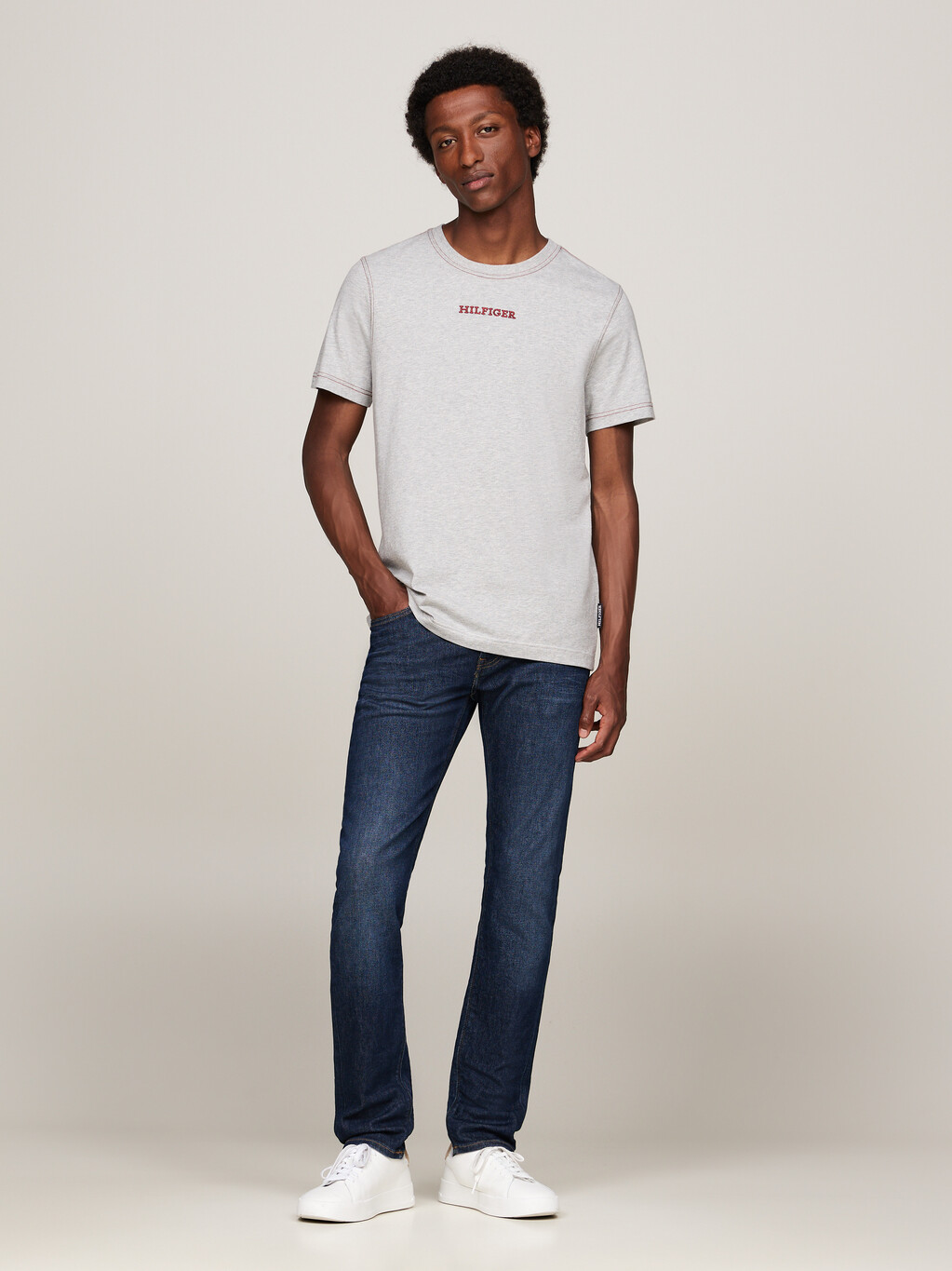 Hilfiger Monotype Logo Embroidery T-Shirt, Light Grey Heather, hi-res