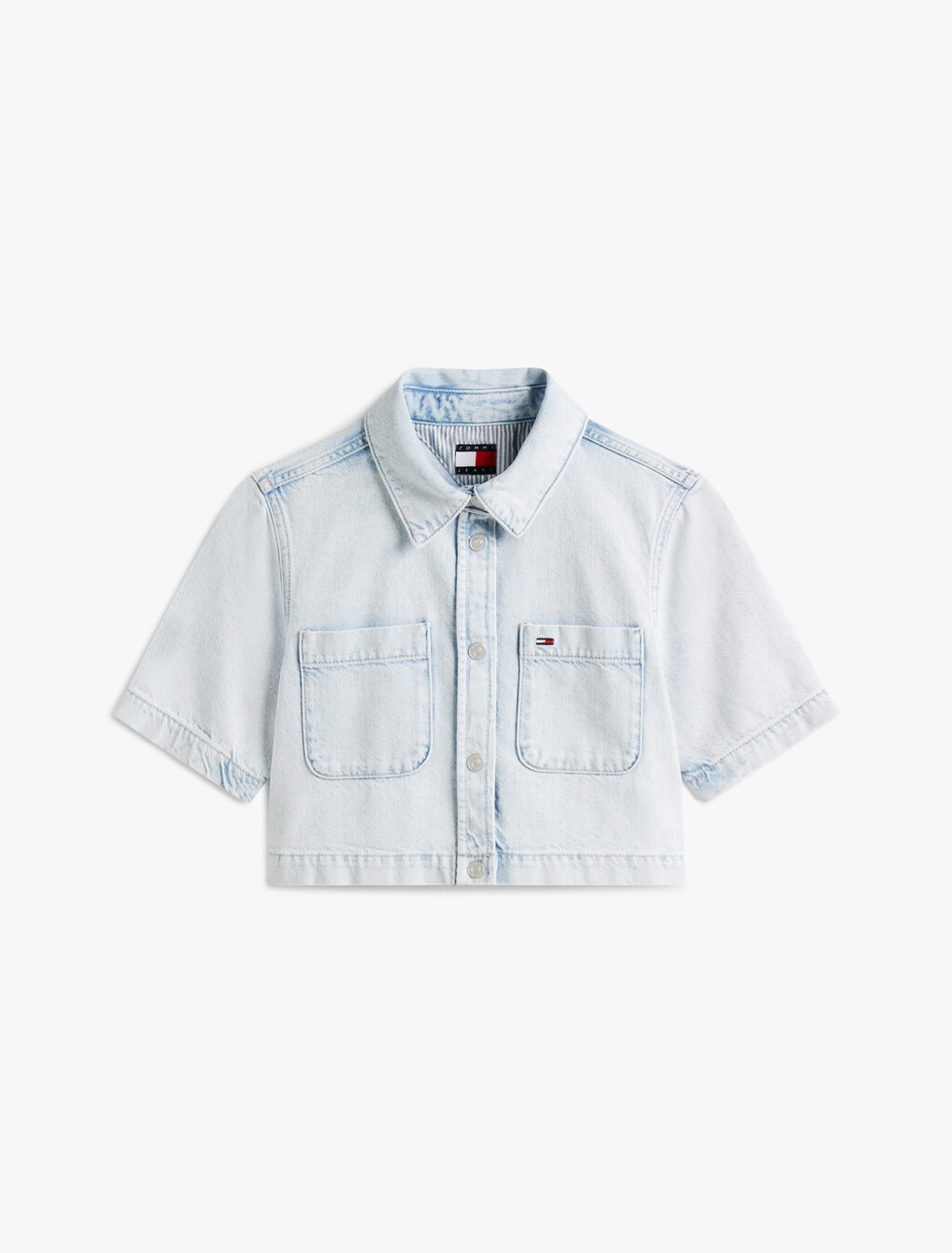 短版棉質萊賽爾牛牛仔襯衫, Denim Ultra Light, hi-res