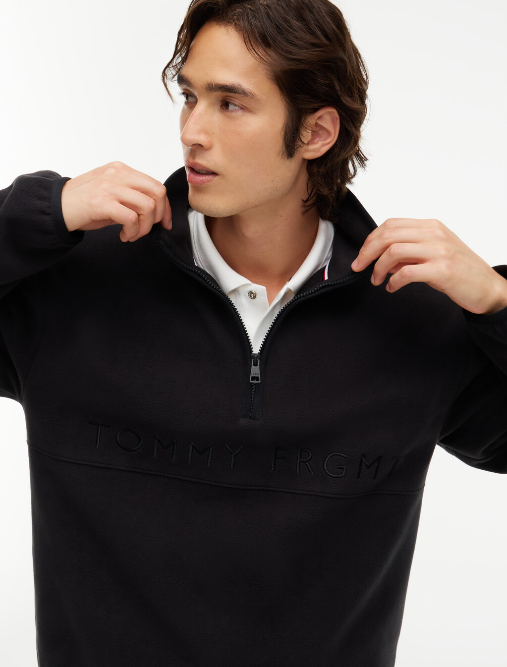 Polar Fleece Quarter-Zip Sweatshirt, Black, hi-res