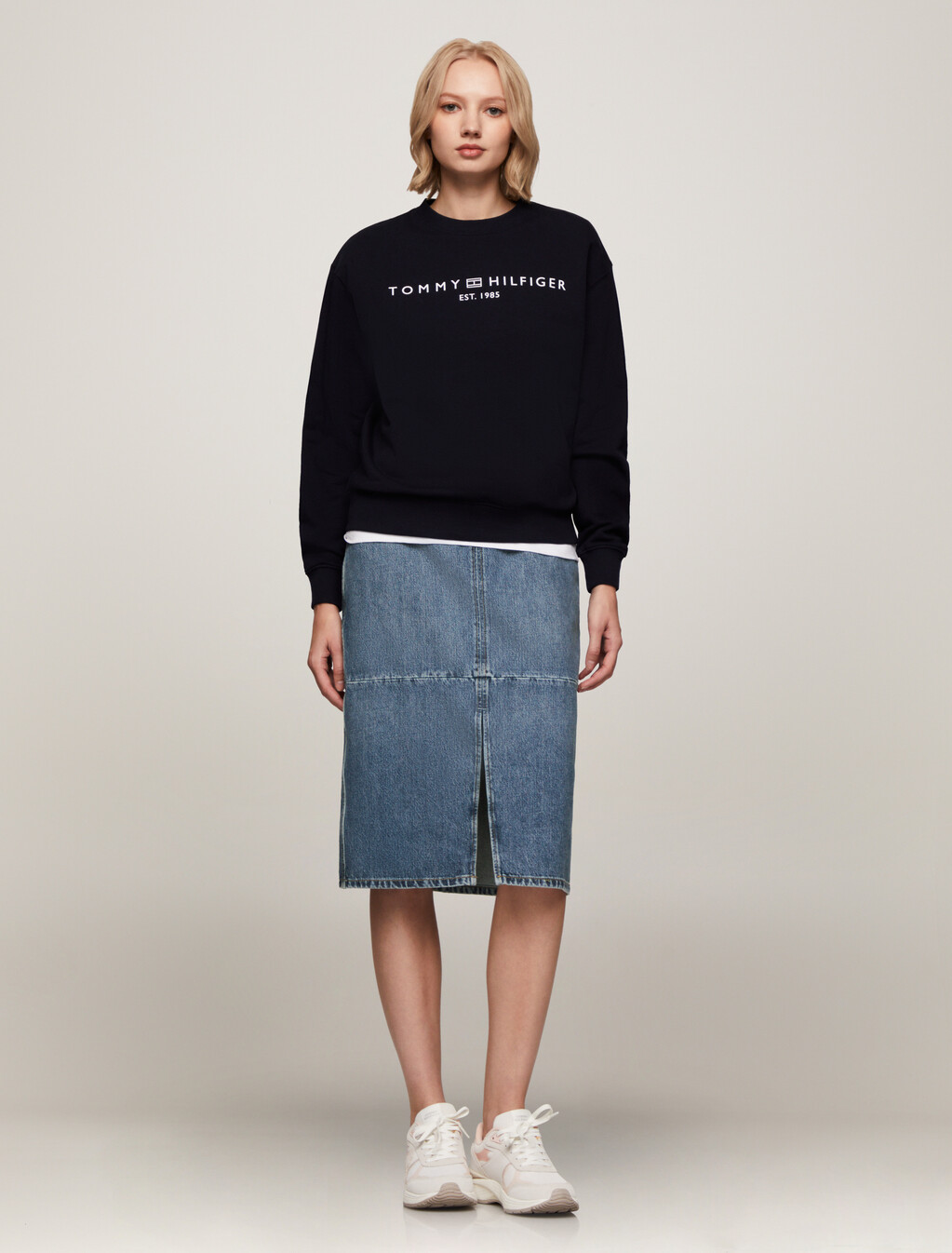 High Waist Midi Denim Skirt, Beth, hi-res