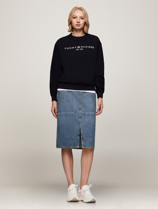 High Waist Midi Denim Skirt