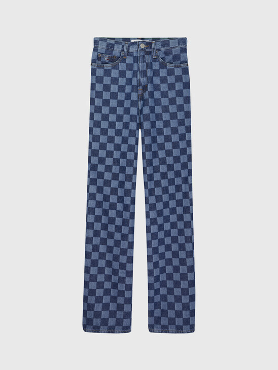 CLAIRE HIGH RISE WIDE CHECKERBOARD JEANS