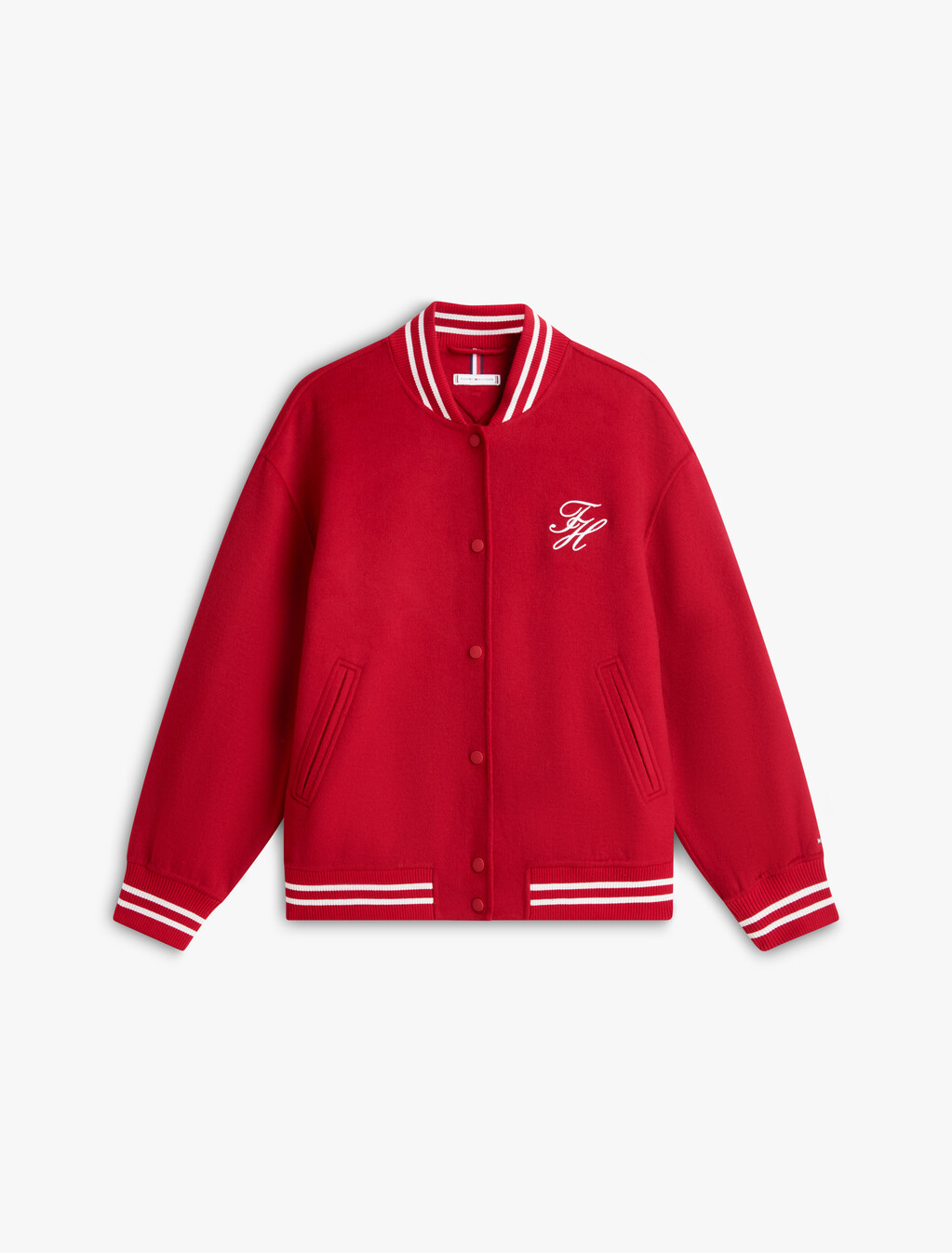 Double-Faced Wool Blend Bomber Jacket, Primary Red, hi-res