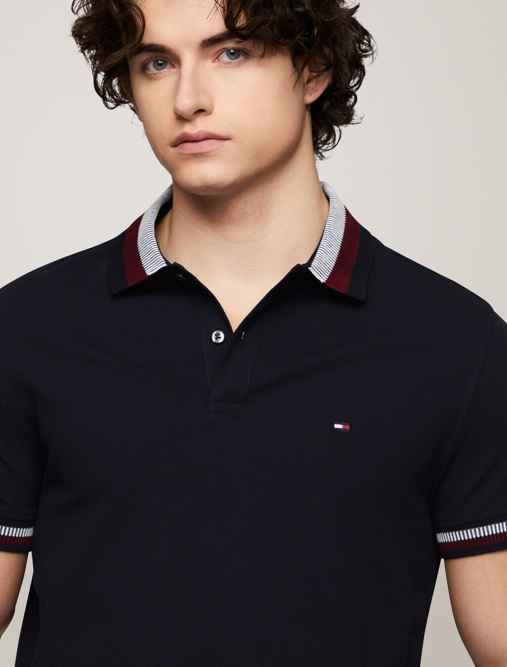 Stripe Collar Polo, Desert Sky, hi-res