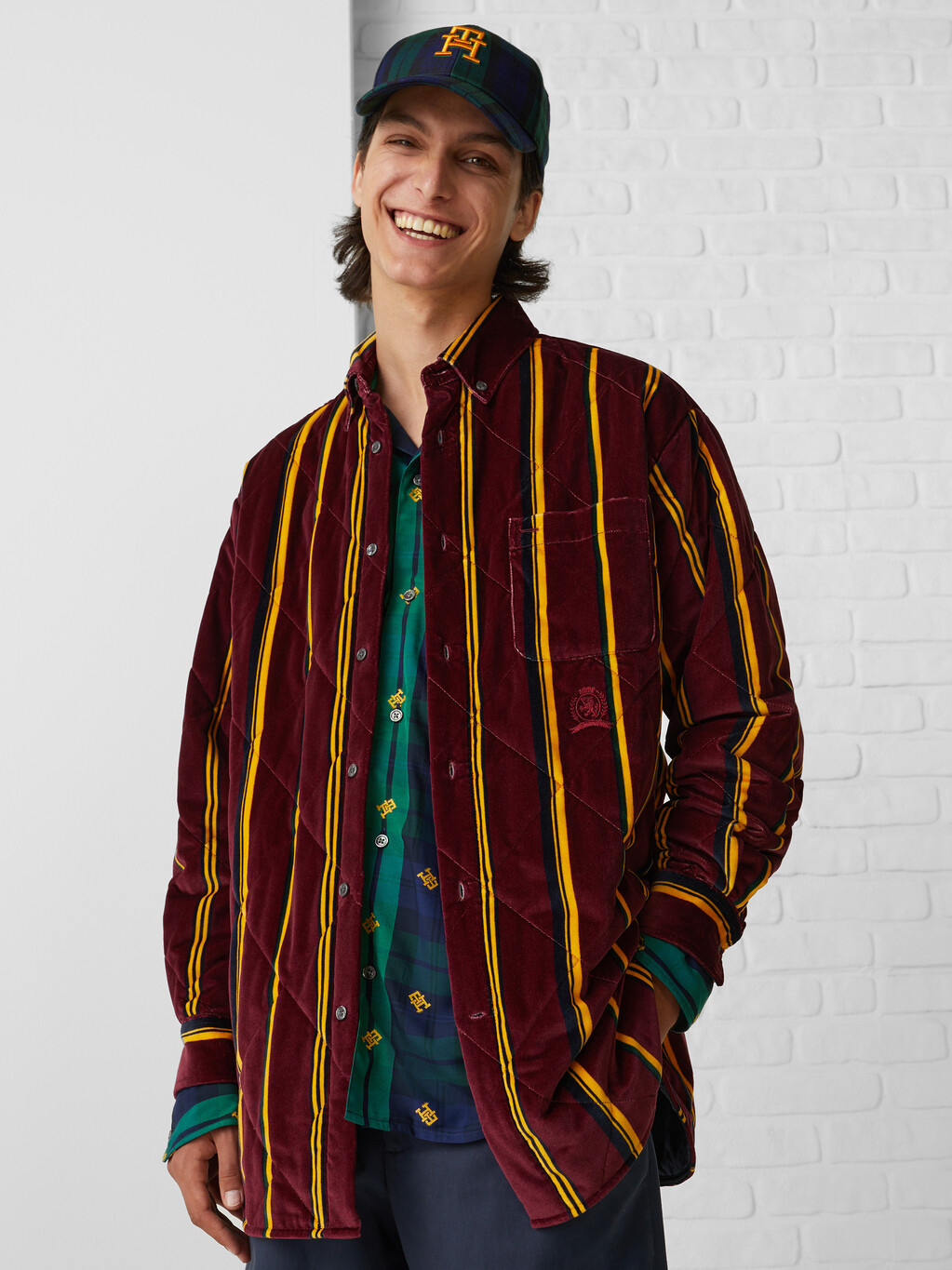 TH Lab Stripe Quilted Shirt, Deep Rouge, hi-res