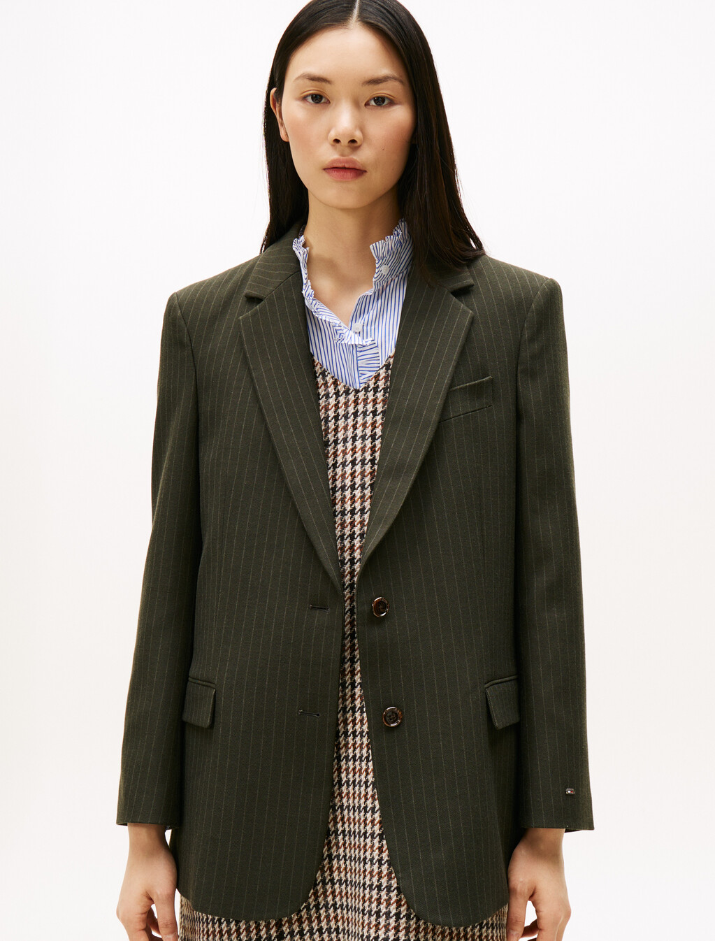 細條紋寬鬆西裝外套, Came Green Pinstripe, hi-res