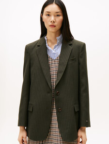 Pinstripe Oversized Fit Blazer, Came Green Pinstripe, hi-res