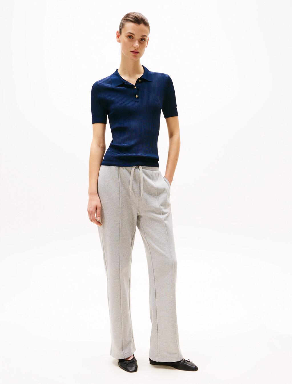 Rib Knit Slim Polo, Dark Night Navy, hi-res
