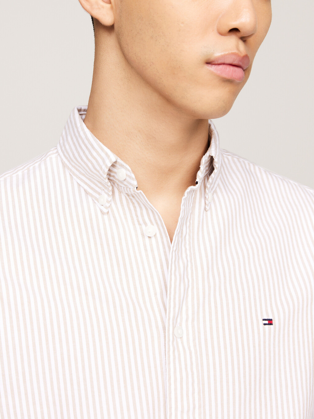 Heritage Stripe Regular Fit Oxford Shirt, Classic Khaki / White, hi-res