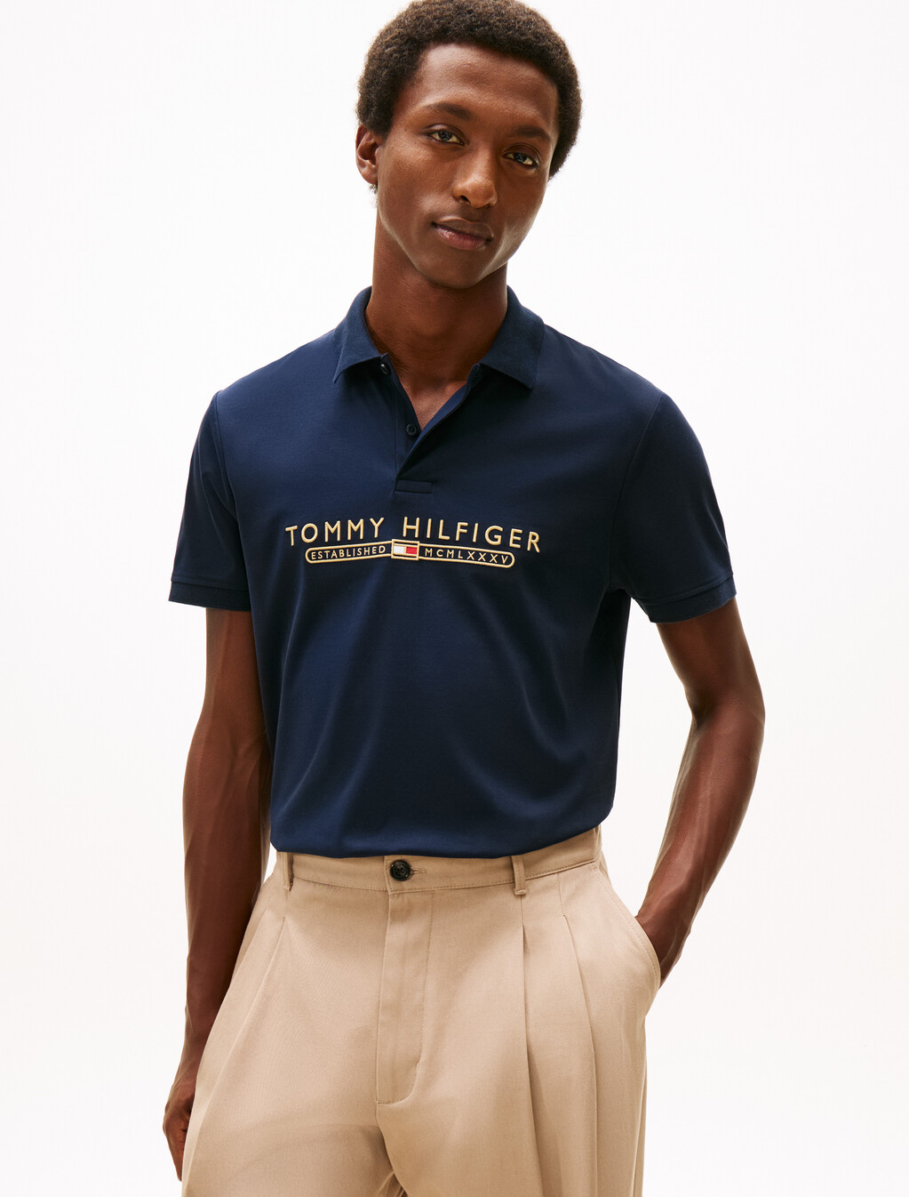 Icon Luxe 標誌刺繡 Polo 衫, Desert Sky, hi-res