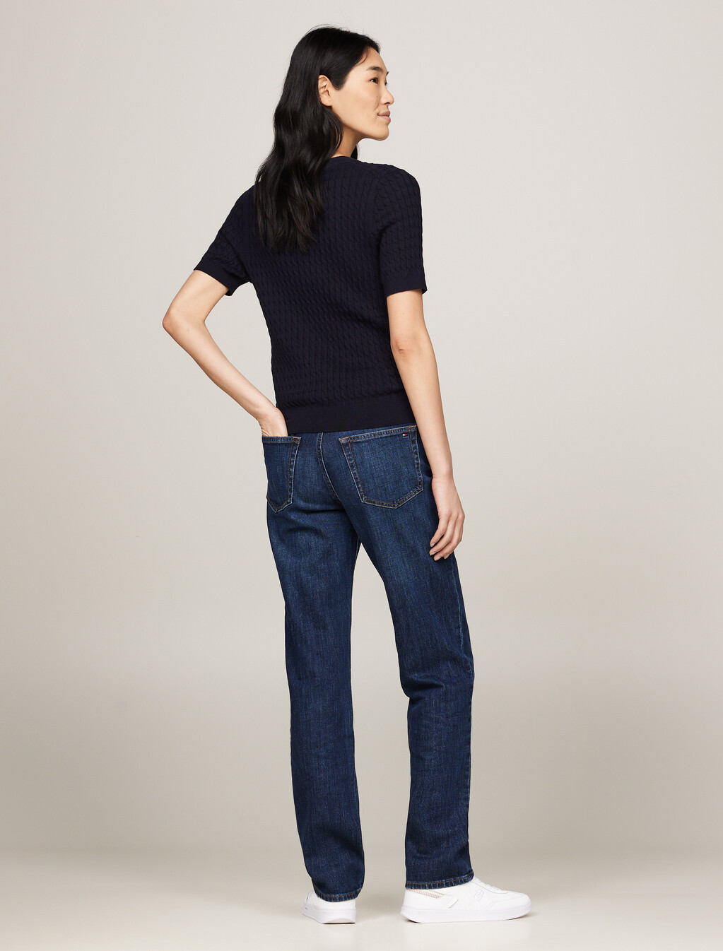 Stripe Slim Fit Short Sleeve Jumper, Desert Sky, hi-res