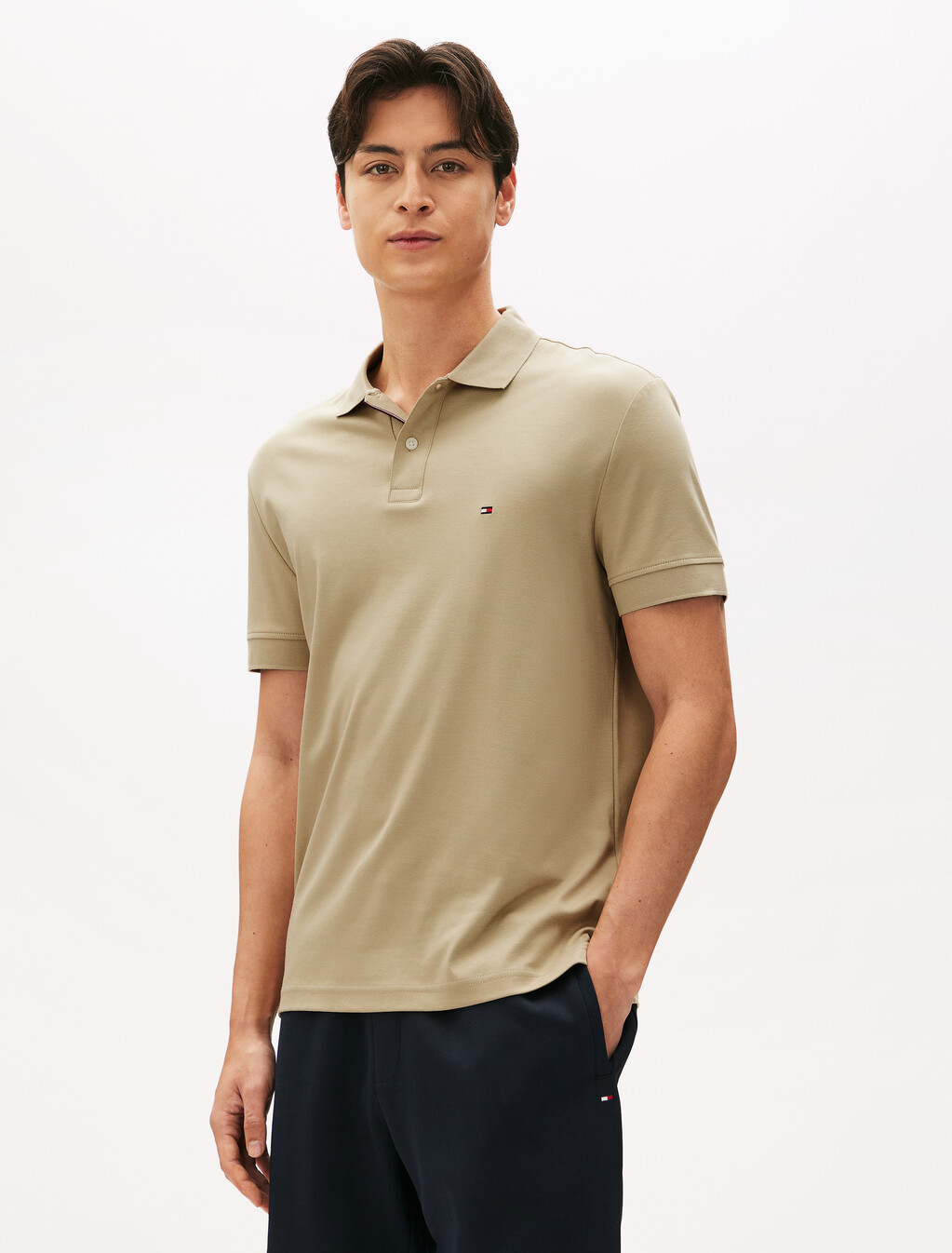 Texture Placket Polo Shirt, Sandalwood, hi-res
