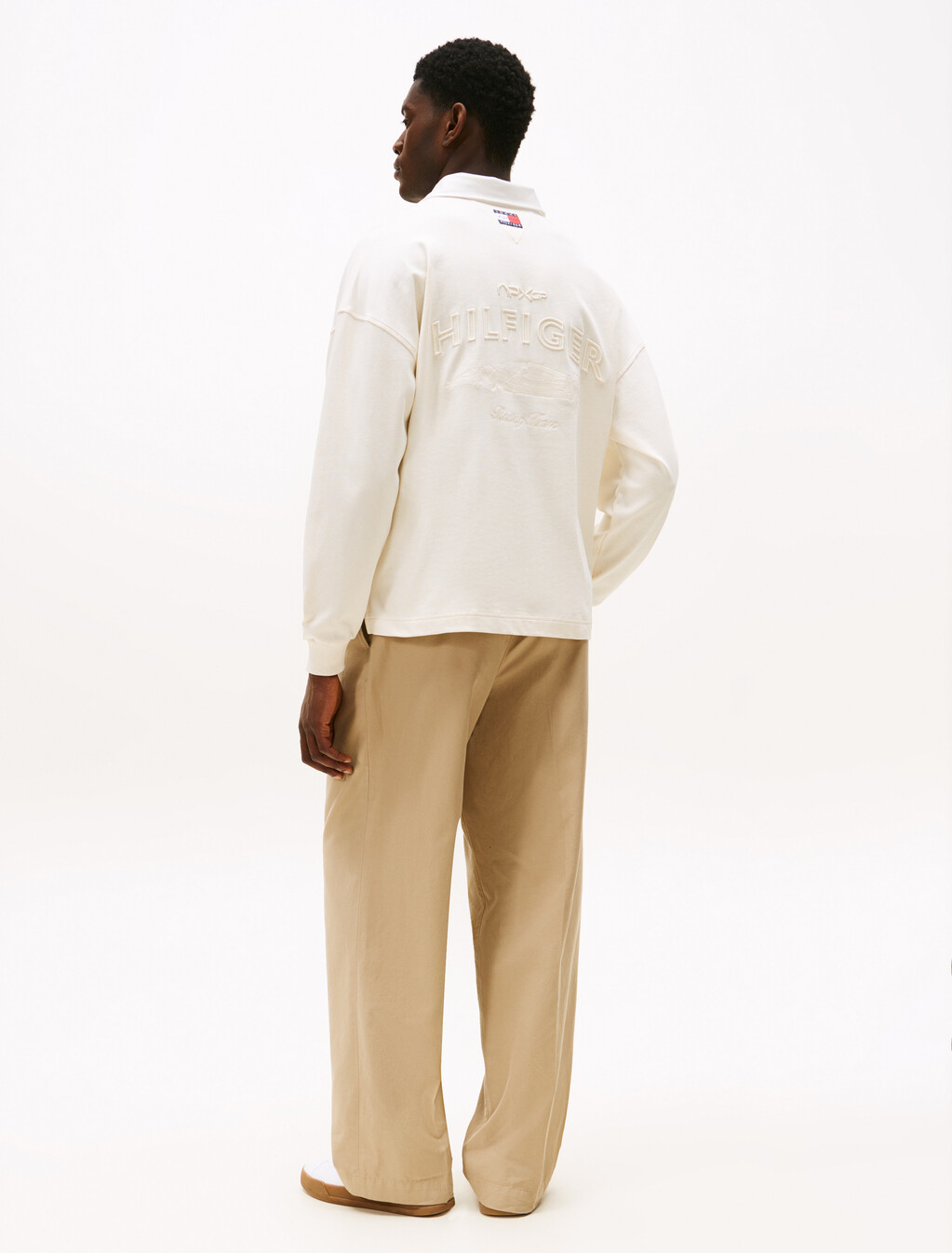 The APXGP Collection Relaxed Tonal Embroidery Rugby Shirt, Ivory Petal/Ecru, hi-res