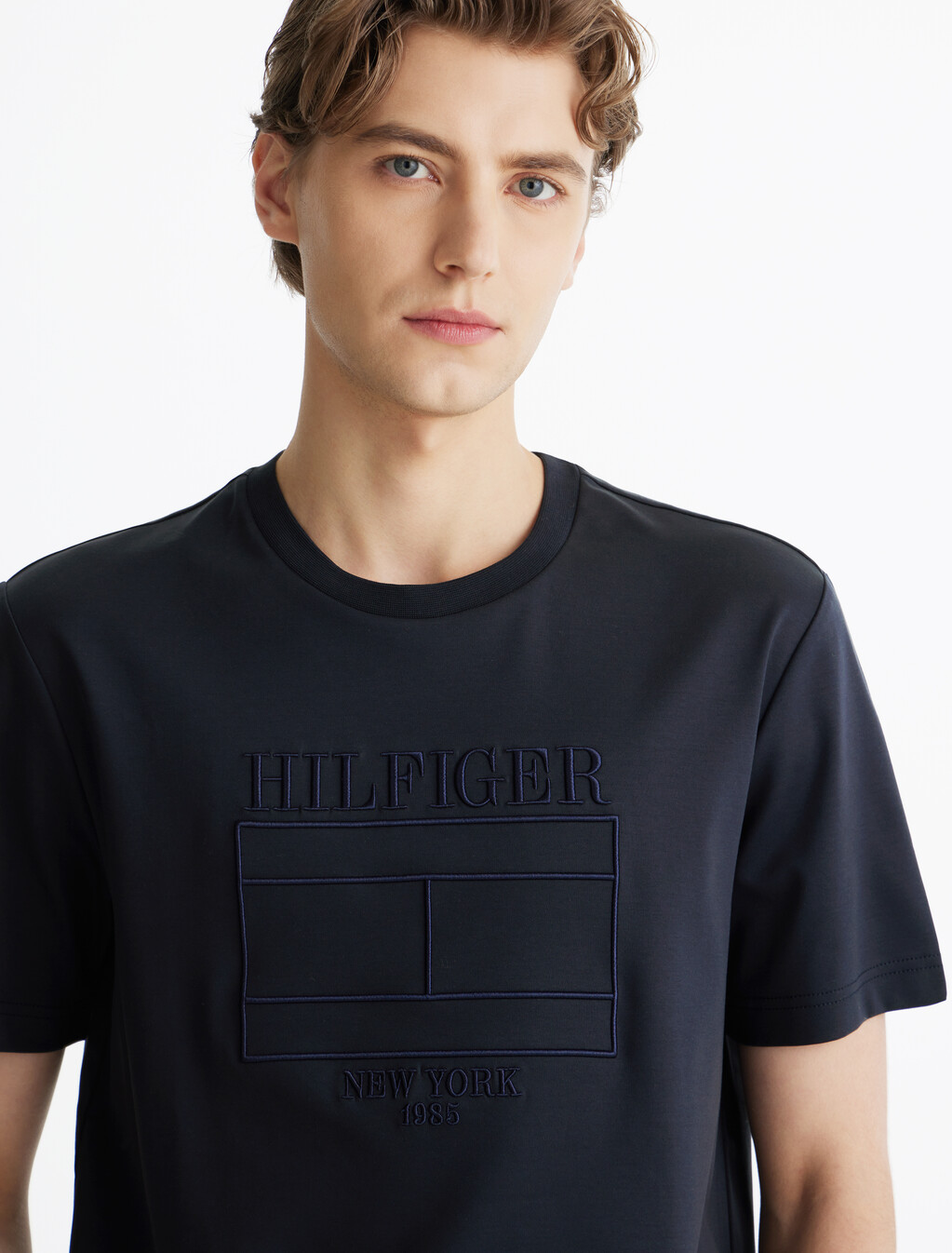 Hilfiger Flag Embroidery T-Shirt, Desert Sky, hi-res