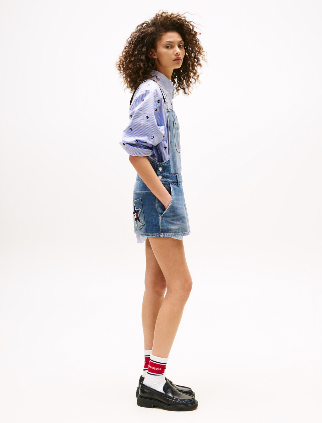 Tommy Girl 迷你牛仔吊帶連身裙, Indigo Wash / Ecru, hi-res