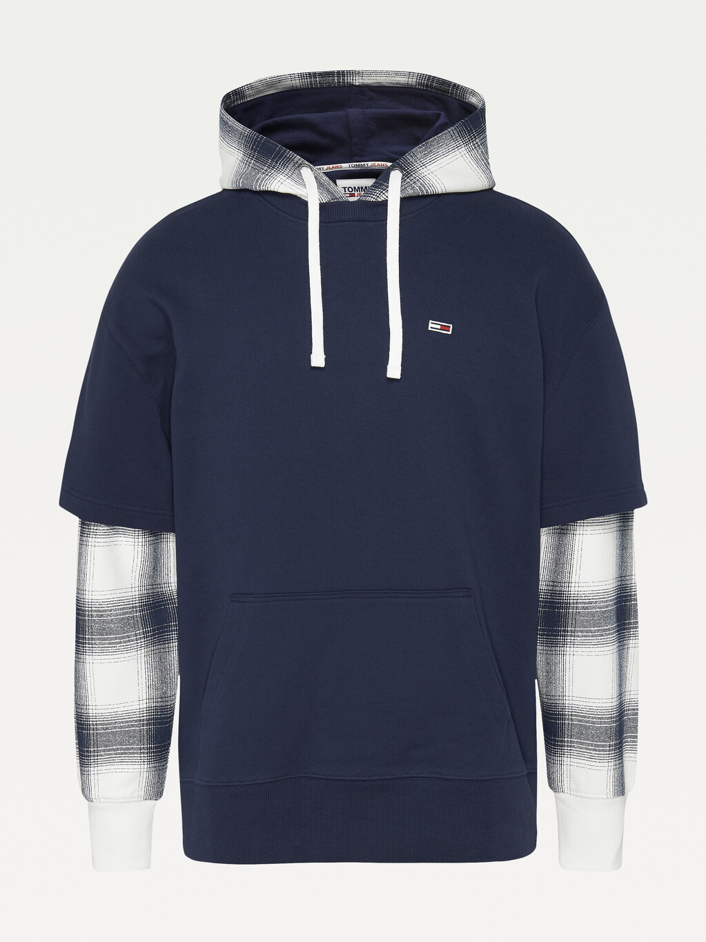 Layered Check Print Relaxed Hoody