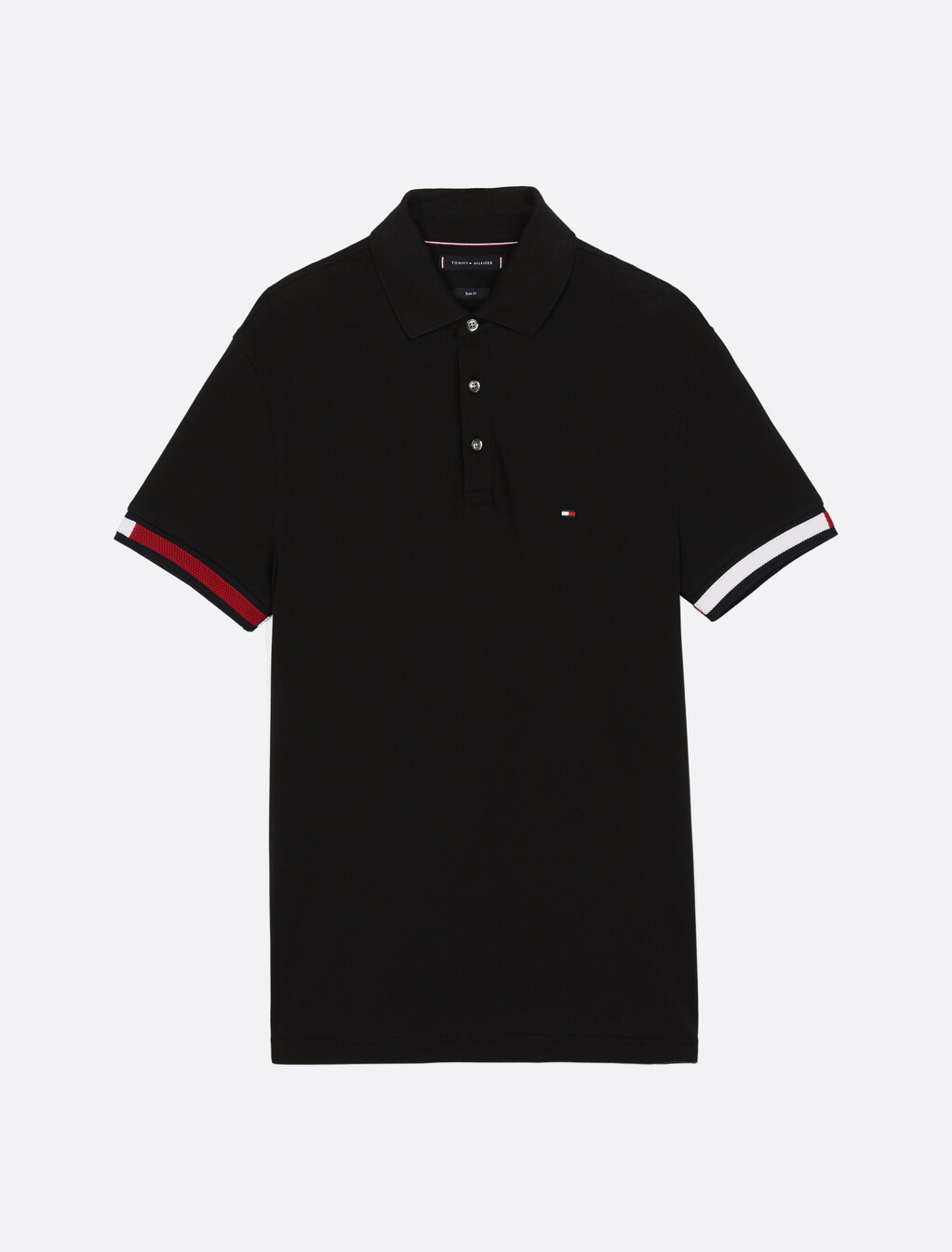 Flag Cuff Slim Polo, Black, hi-res