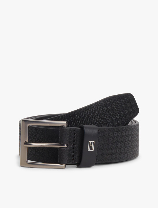 Flag Print Square Buckle Leather Belt