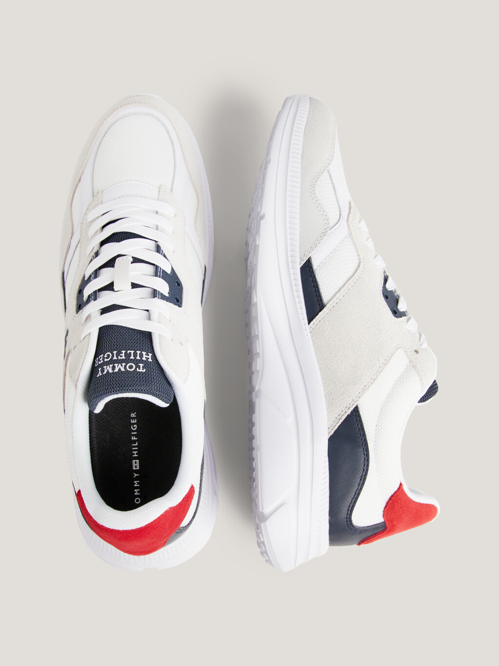 TH Modern Colour-Blocked Runner Trainers, White, hi-res