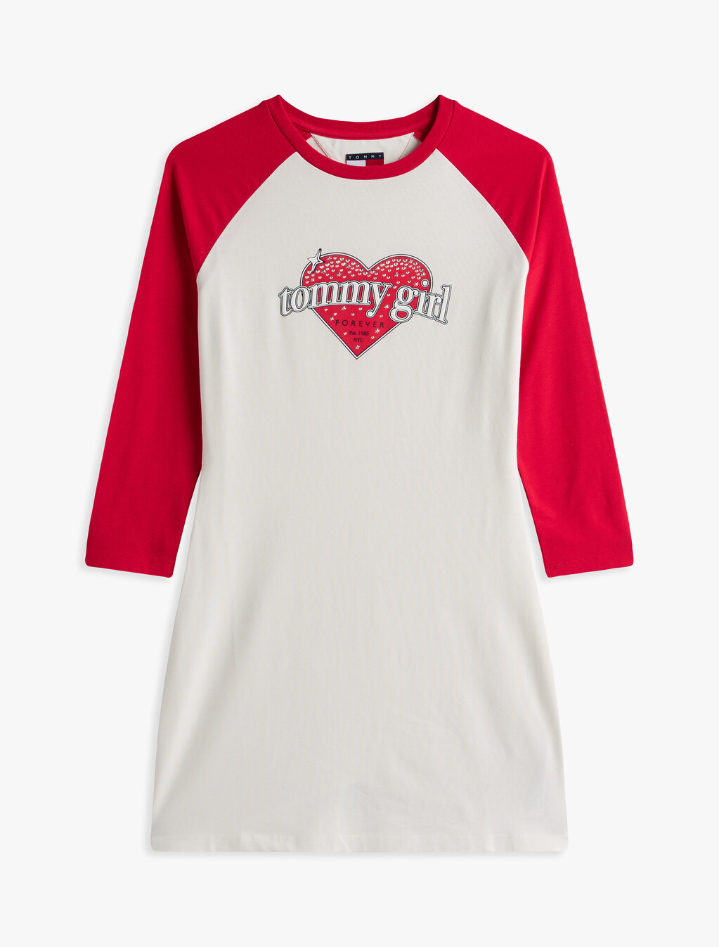 Tommy Girl 修身 T 恤迷你連身裙, Ivory Marl / Primary Red, hi-res