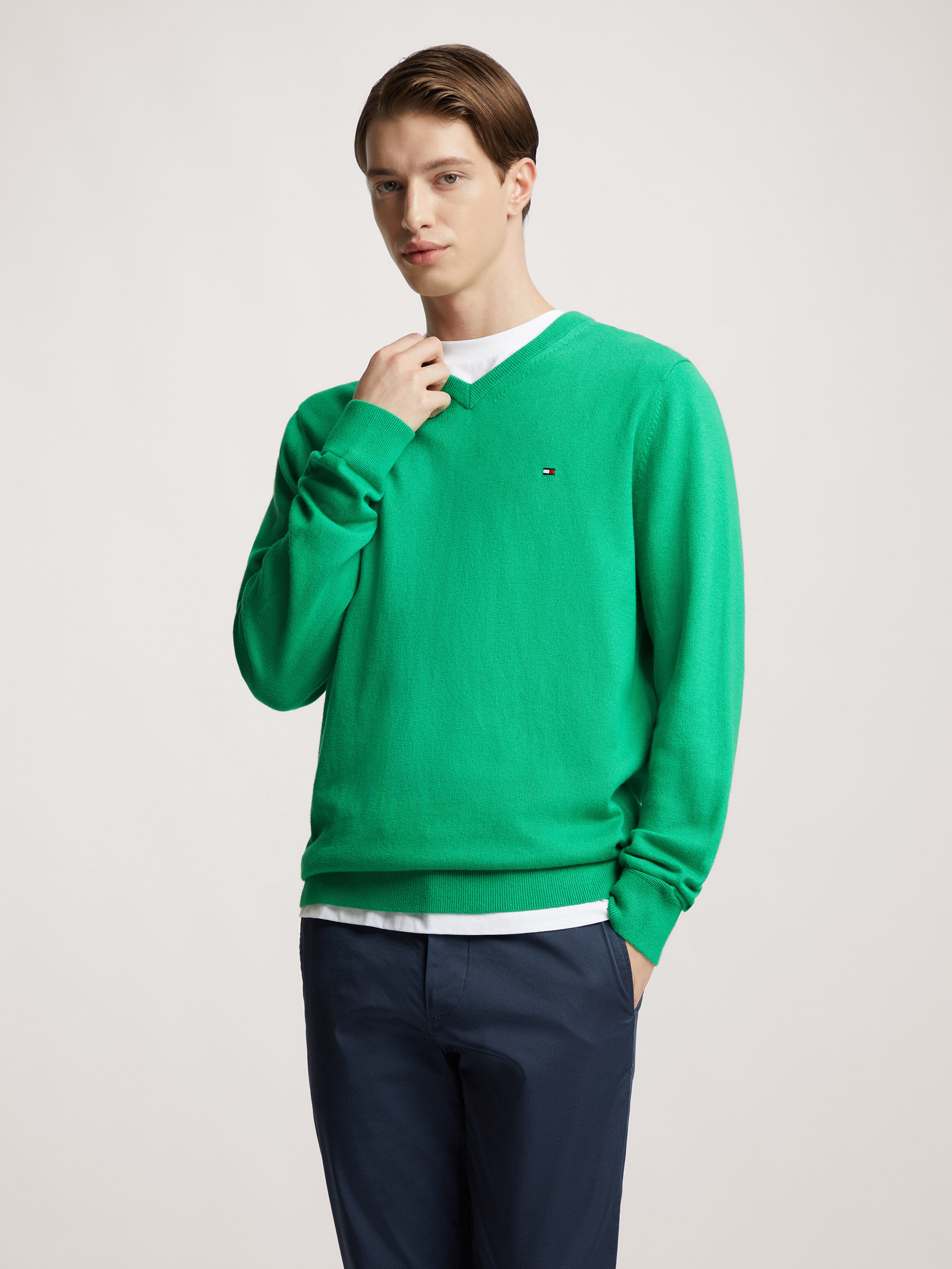 Cotton Cashmere V Neck Jumper