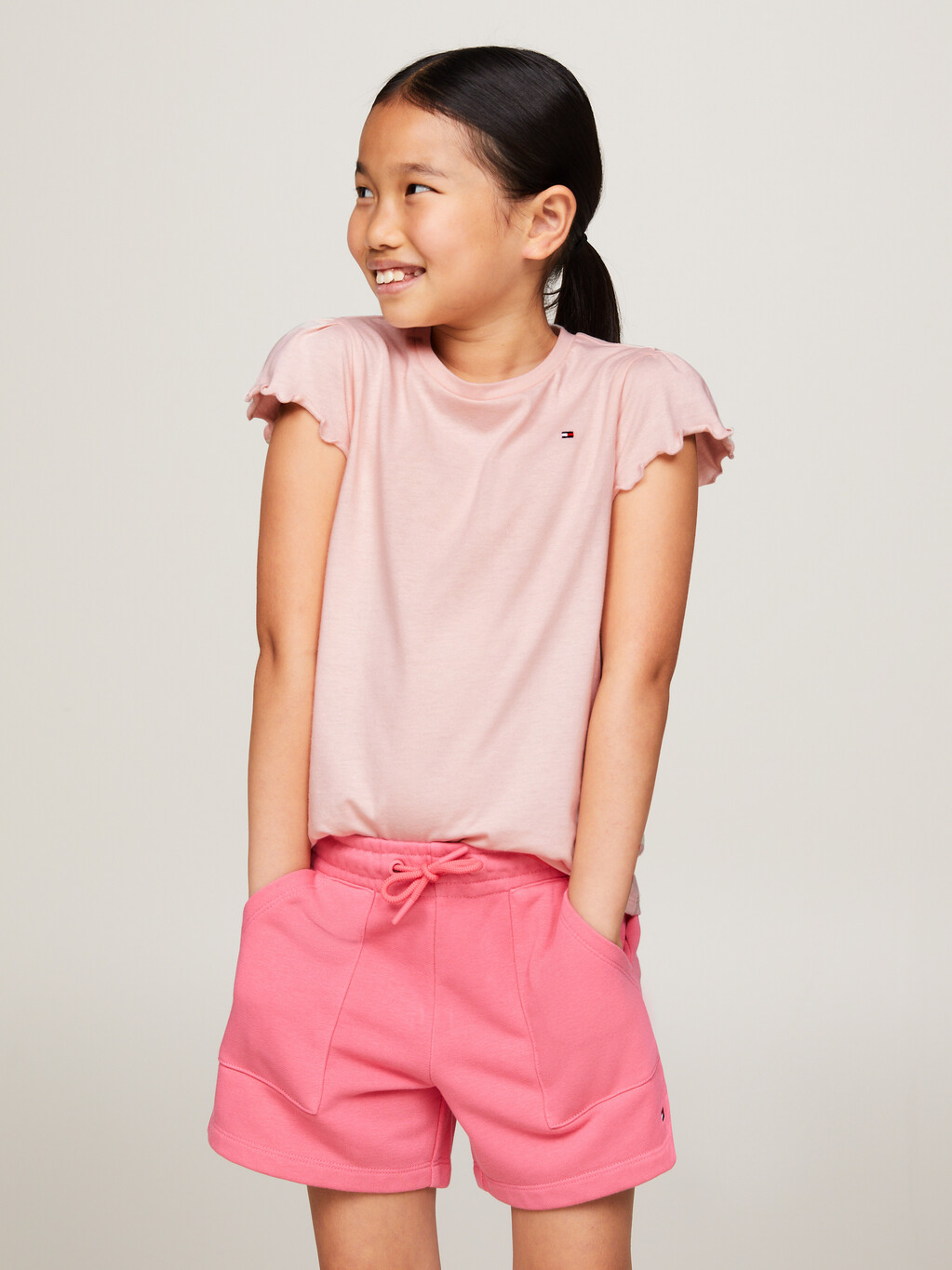 Essential Slim Fit Ruffle Sleeve Top, Whimsy Pink, hi-res