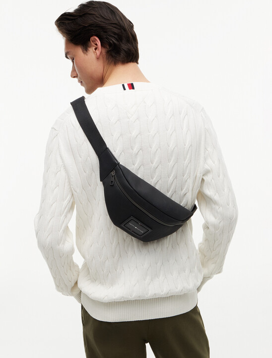 Logo Patch Textured Bum Bag
