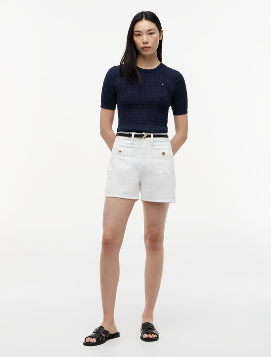 精細絞花針織短衫毛衣