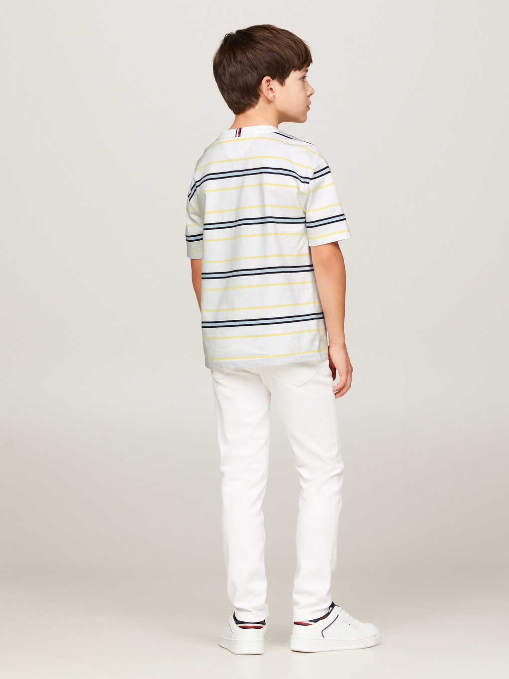 Hilfiger Monotype Stripe T-Shirt, White Base/Yellow Stripe, hi-res