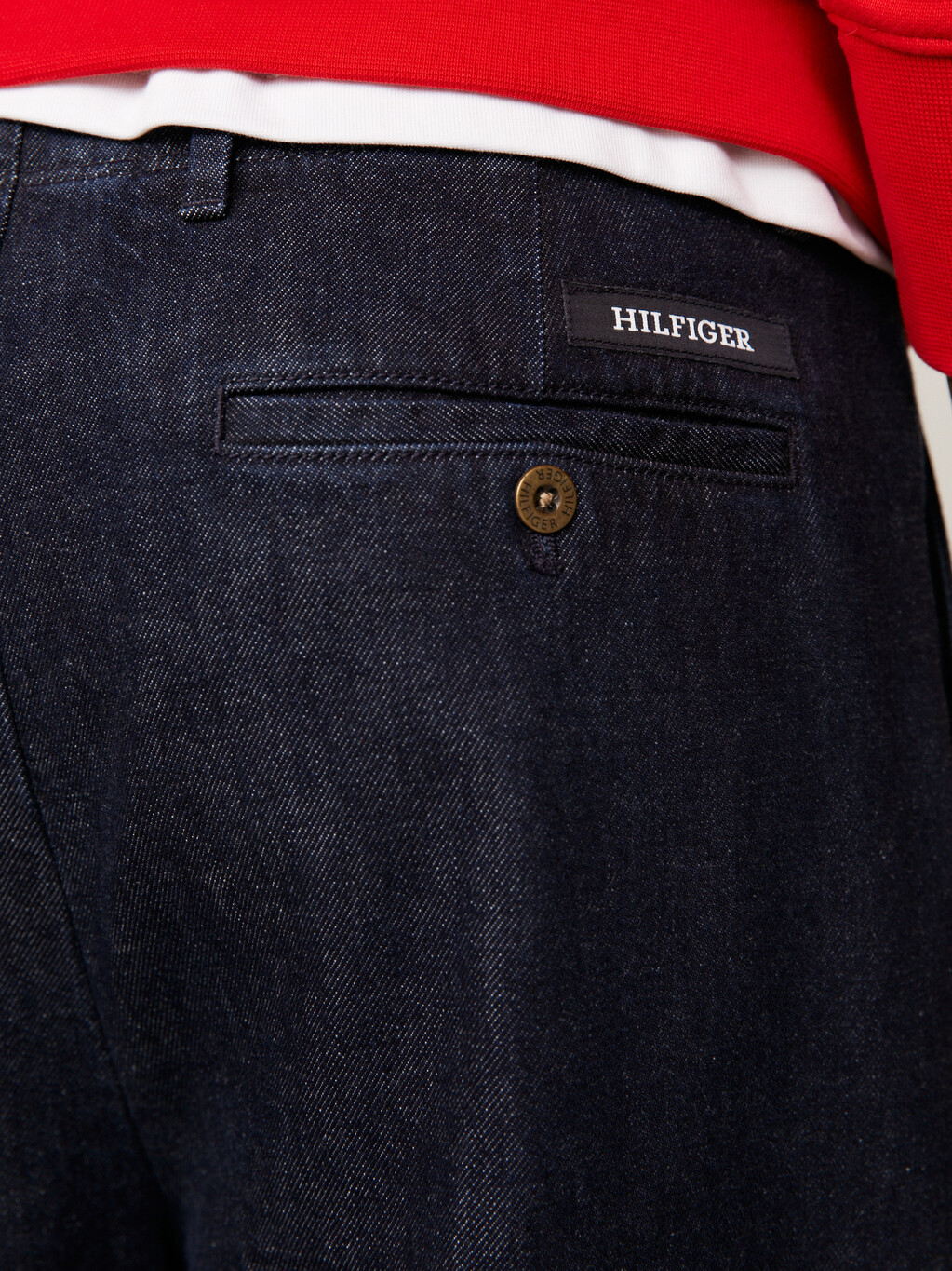 牛仔布褶襉寬鬆斜紋棉布褲, Bow Blue, hi-res
