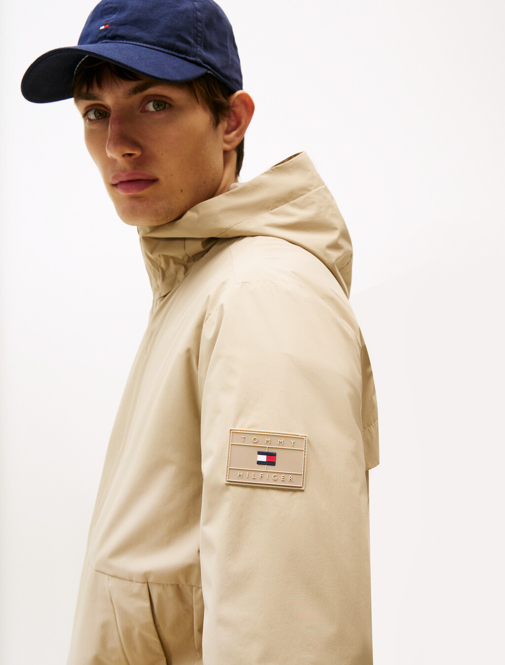 Hooded Nylon Jacket, Sandalwood, hi-res