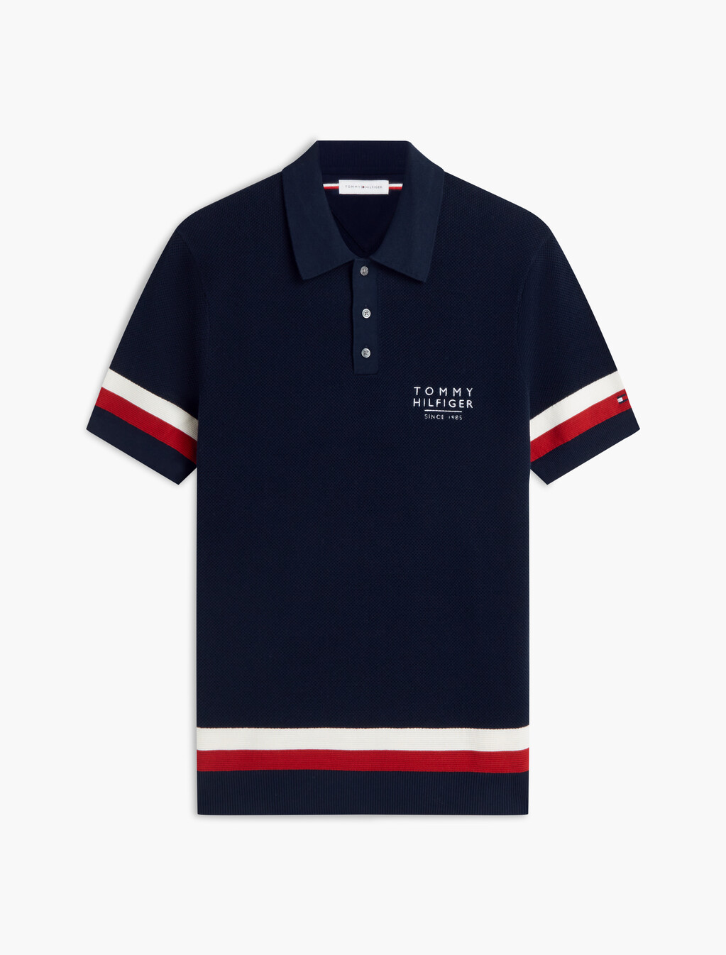 標準版型經典紋理 Polo 衫, Carbon Navy, hi-res